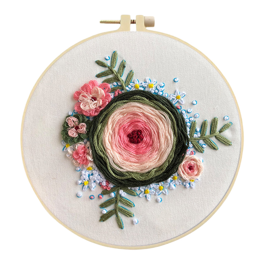 Fragrant Memory Wreath - DIY Embroidery Cross Stitch Kit with Pattern Cotton Threads Needles Hoop 30x30CM/11.81x11.81in