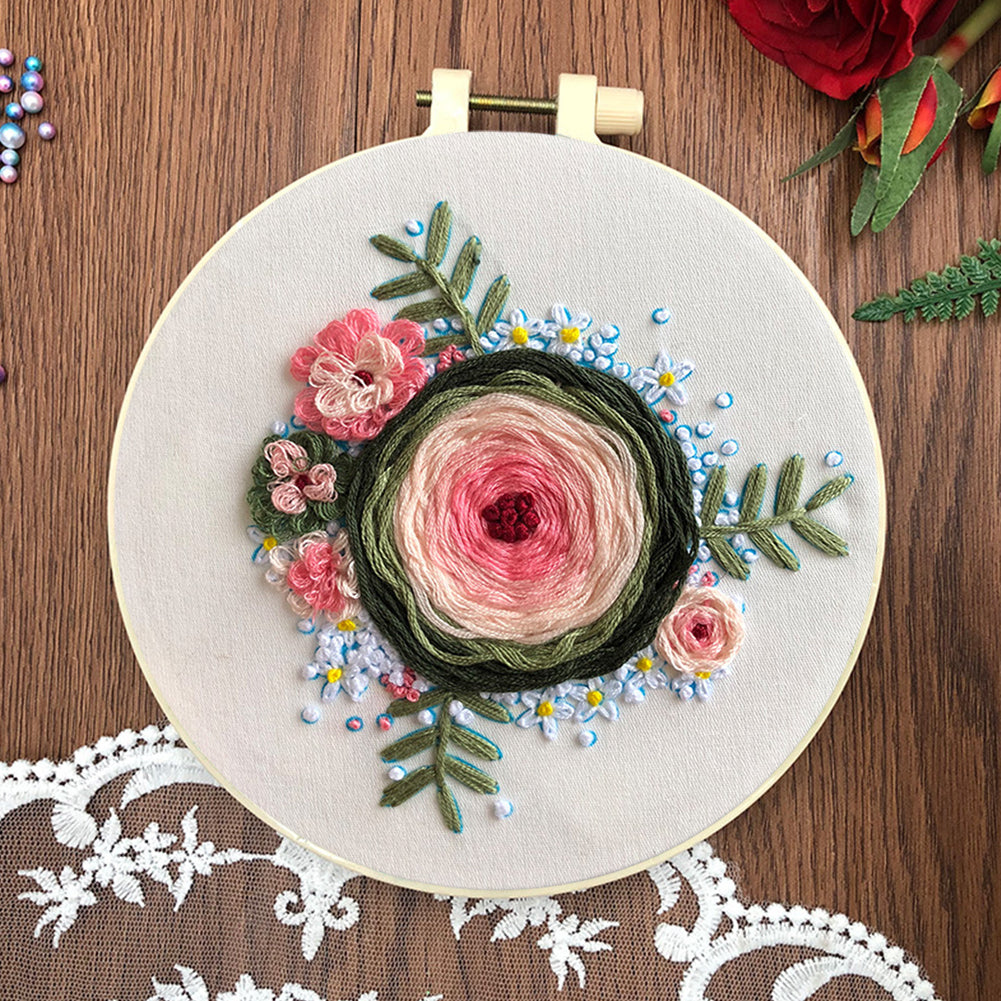 Fragrant Memory Wreath - DIY Embroidery Cross Stitch Kit with Pattern Cotton Threads Needles Hoop 30x30CM/11.81x11.81in