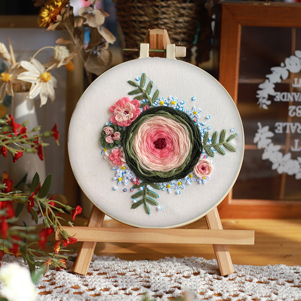 Fragrant Memory Wreath - DIY Embroidery Cross Stitch Kit with Pattern Cotton Threads Needles Hoop 30x30CM/11.81x11.81in
