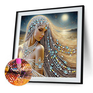 Gorgeous And Elegant Lady 30*30CM(Canvas) Partial Special Shaped Drill Diamond Painting