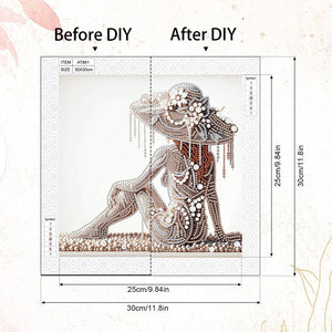 Gorgeous And Elegant Lady 30*30CM(Canvas) Partial Special Shaped Drill Diamond Painting