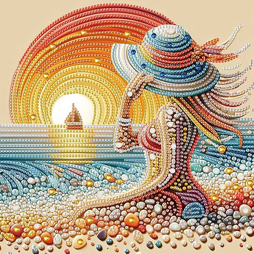 Gorgeous And Elegant Lady 30*30CM(Canvas) Partial Special Shaped Drill Diamond Painting