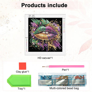 Leopard Lips 30*30CM(Canvas) Partial Special Shaped Drill Diamond Painting