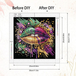 Leopard Lips 30*30CM(Canvas) Partial Special Shaped Drill Diamond Painting