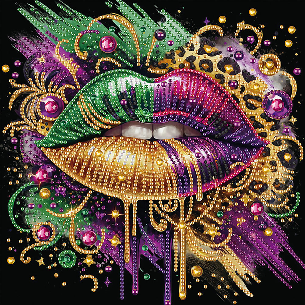 Leopard Lips 30*30CM(Canvas) Partial Special Shaped Drill Diamond Painting