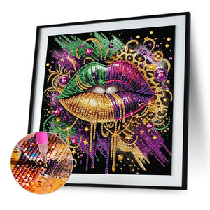 Leopard Lips 30*30CM(Canvas) Partial Special Shaped Drill Diamond Painting
