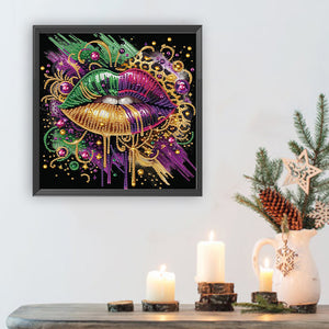 Leopard Lips 30*30CM(Canvas) Partial Special Shaped Drill Diamond Painting