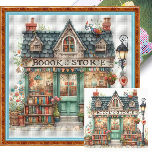 Bookstore - Full 11CT Stamped Cross Stitch 50x50CM - Huacan