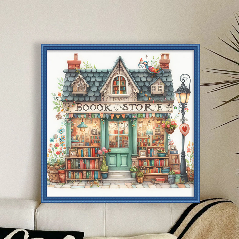 Bookstore - Full 11CT Stamped Cross Stitch 50x50CM - Huacan