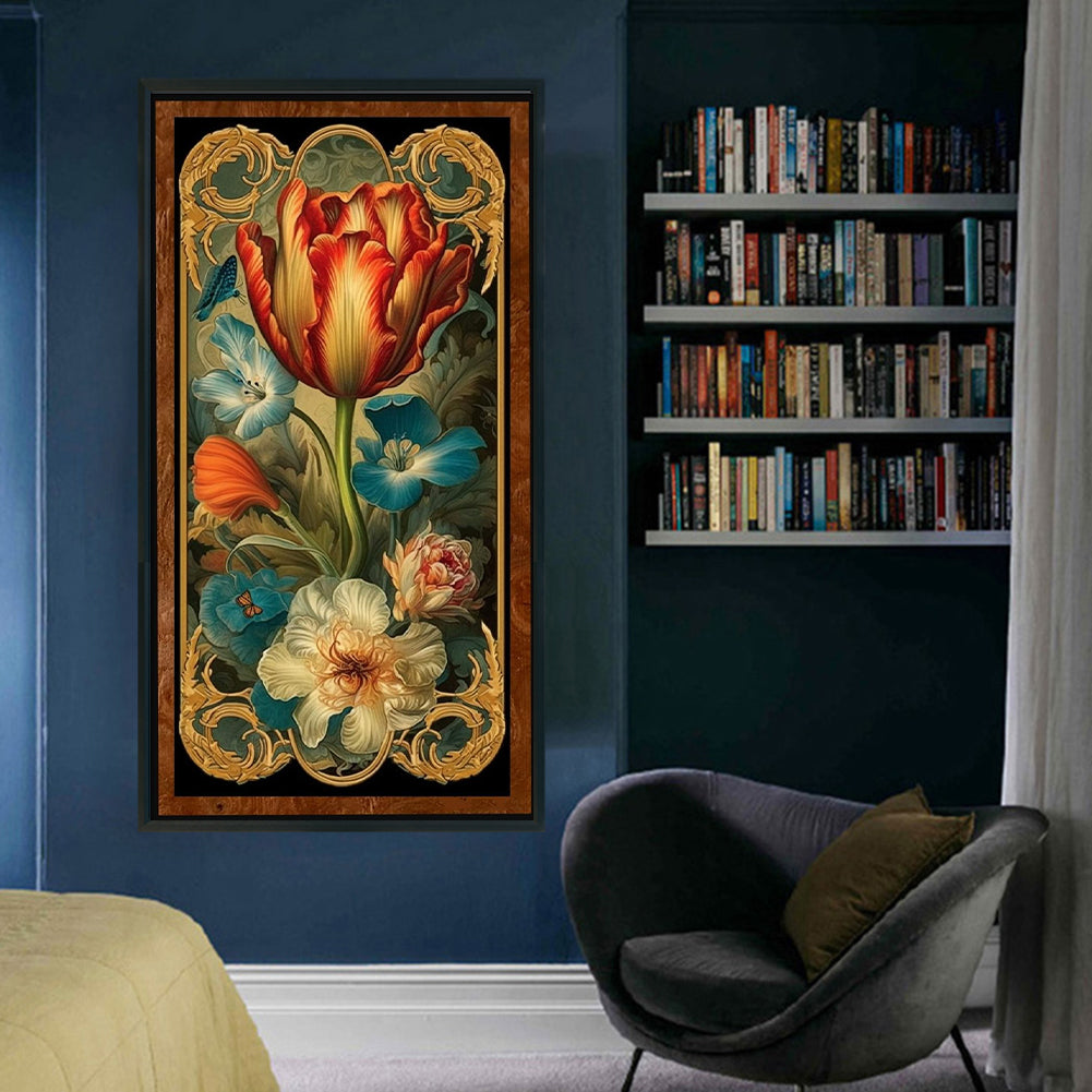 Vintage Flowers - Full 11CT Stamped Cross Stitch 40x75CM - Huacan