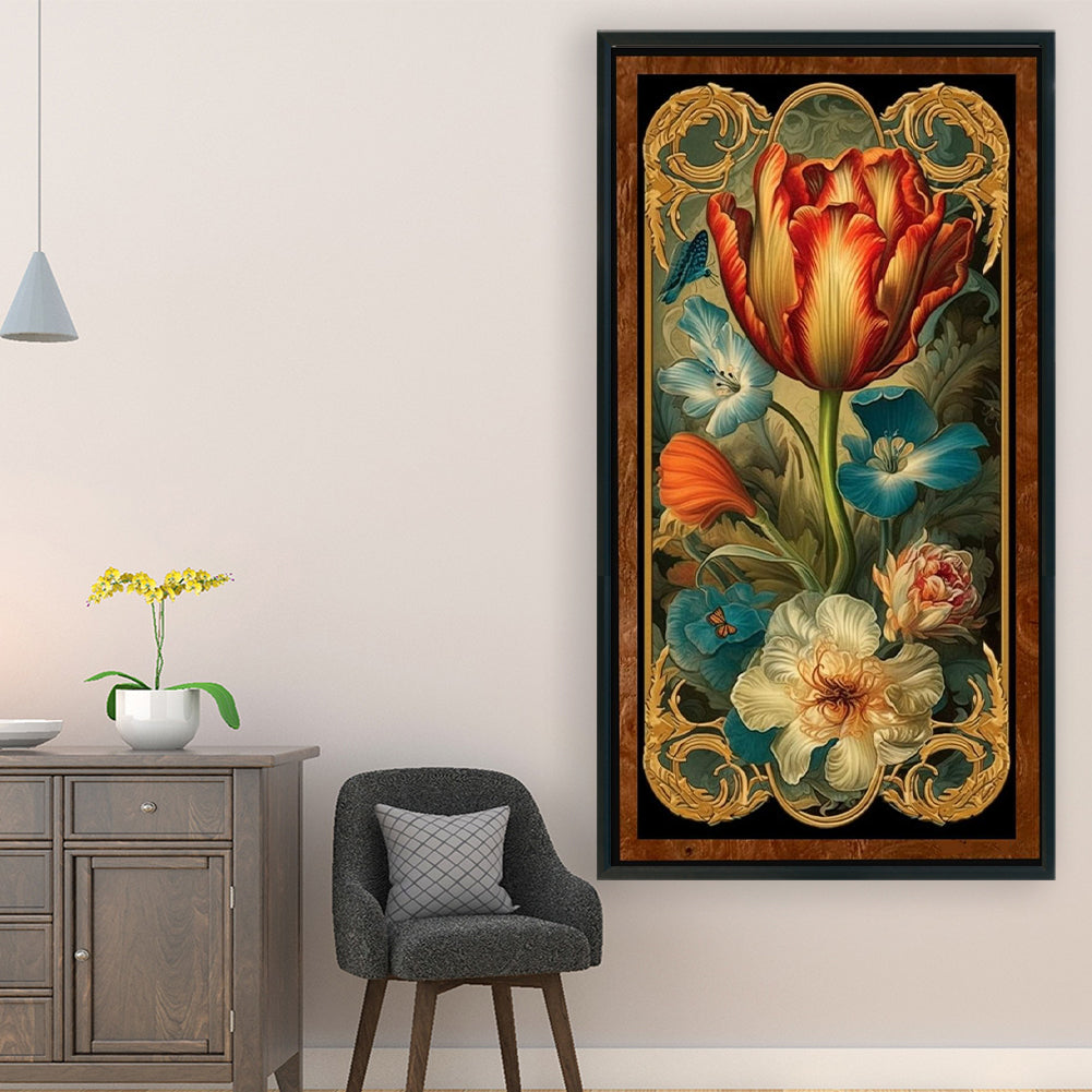 Vintage Flowers - Full 11CT Stamped Cross Stitch 40x75CM - Huacan