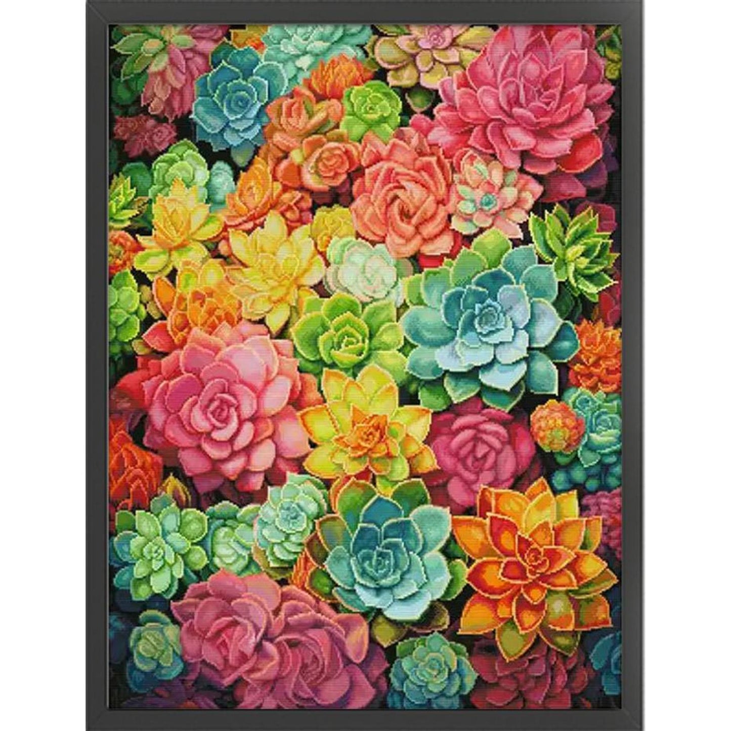 Colorful Succulents - Full 14CT Stamped Cross Stitch 60x75CM - Spring Egyptian Cotton