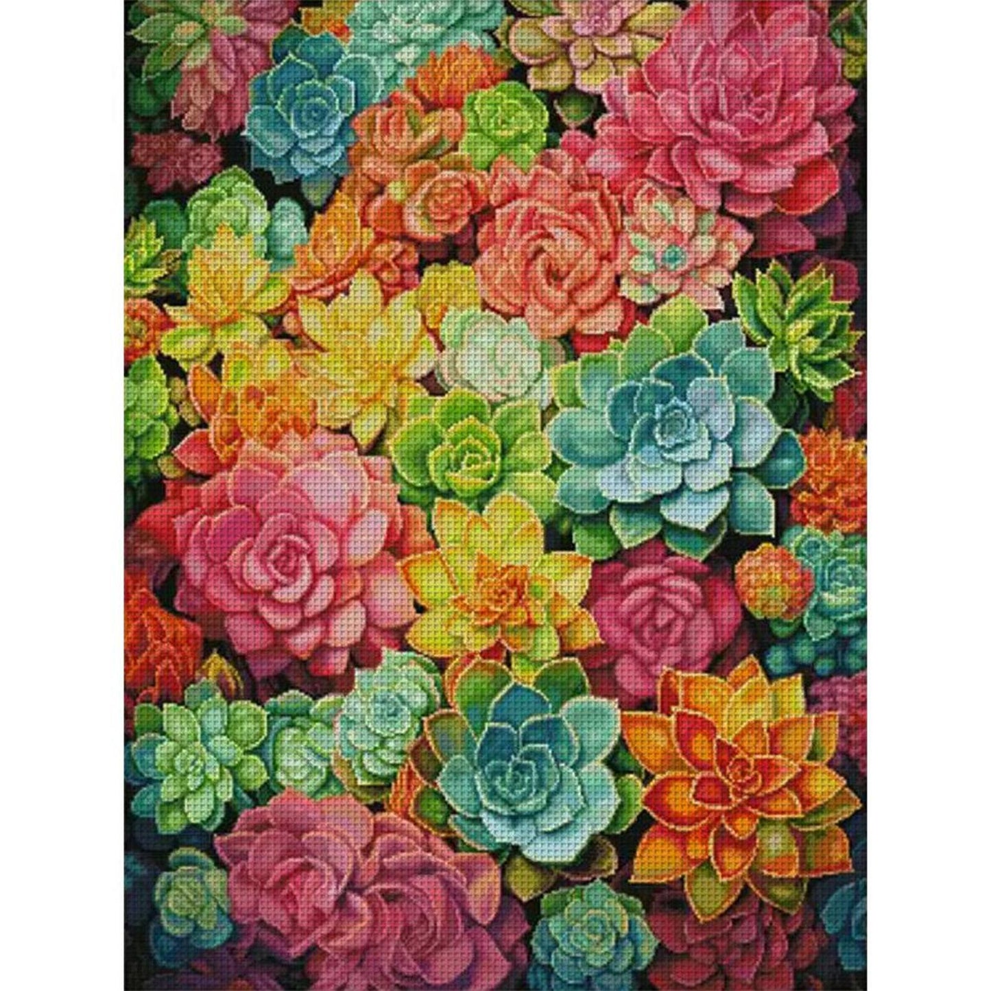 Colorful Succulents - Full 14CT Stamped Cross Stitch 60x75CM - Spring Egyptian Cotton
