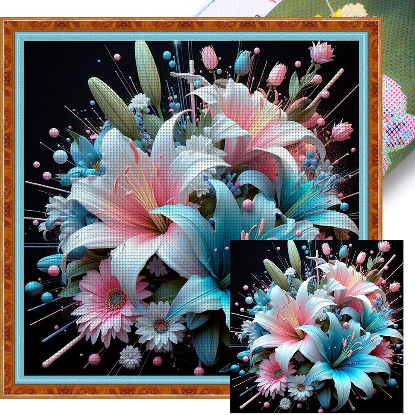 Lily Flower - Full 11CT Stamped Cross Stitch 40x40CM - Huacan