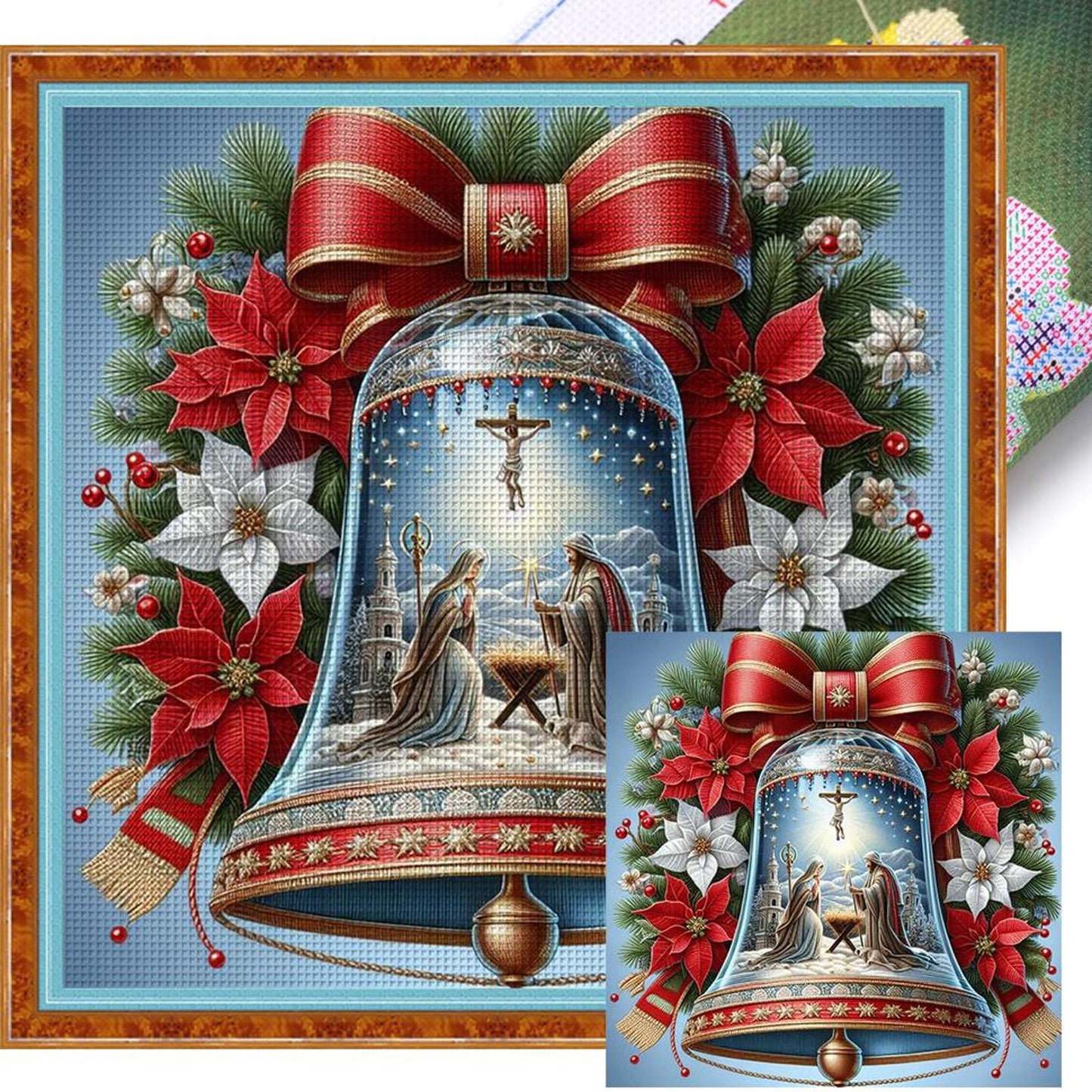 Jesus With Bells - Full 14CT Stamped Cross Stitch 40x40CM - Huacan