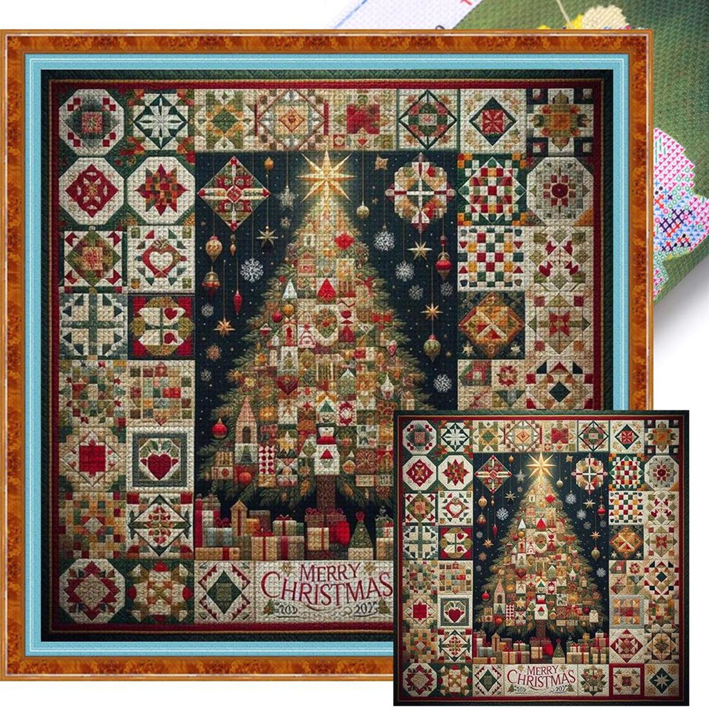 Christmas Tree - Full 14CT Stamped Cross Stitch 40x40CM - Huacan
