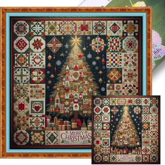 Christmas Tree - Full 14CT Stamped Cross Stitch 40x40CM - Huacan