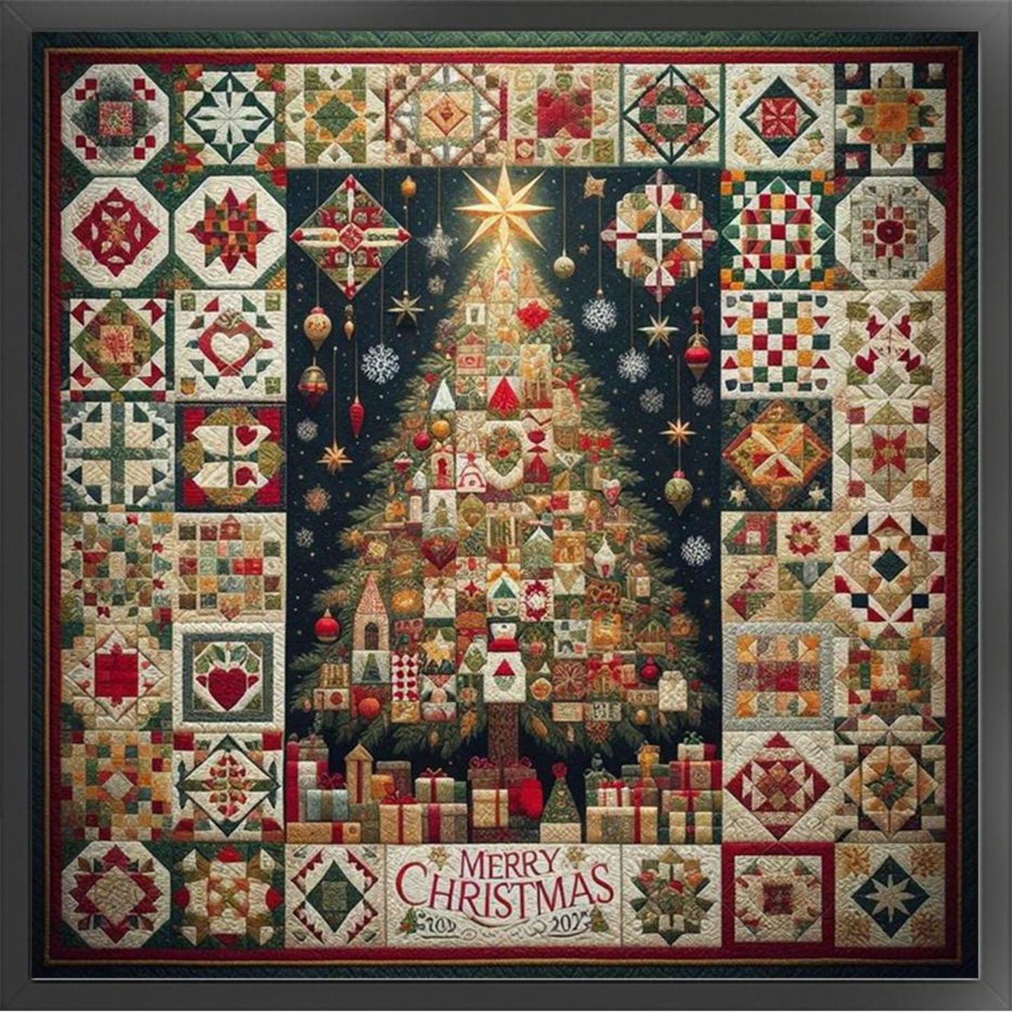 Christmas Tree - Full 14CT Stamped Cross Stitch 40x40CM - Huacan