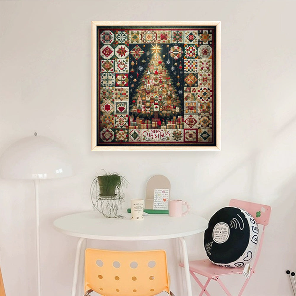 Christmas Tree - Full 14CT Stamped Cross Stitch 40x40CM - Huacan
