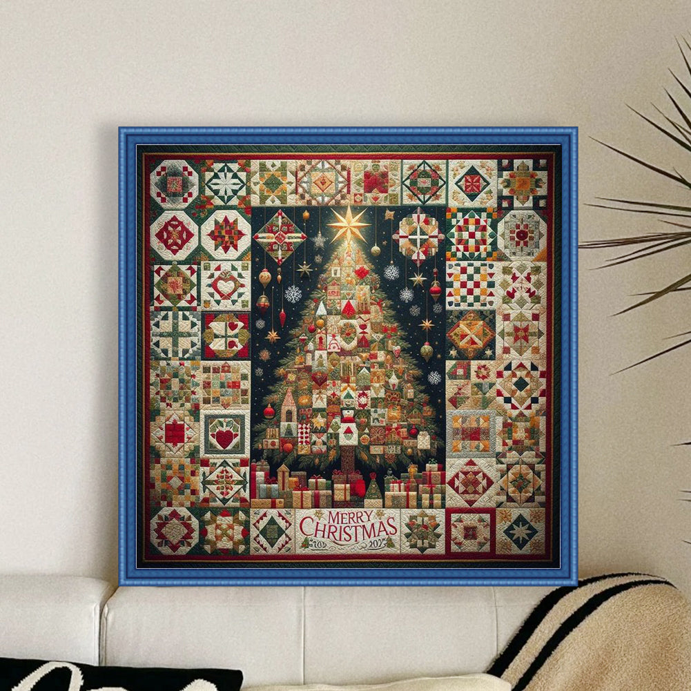 Christmas Tree - Full 14CT Stamped Cross Stitch 40x40CM - Huacan