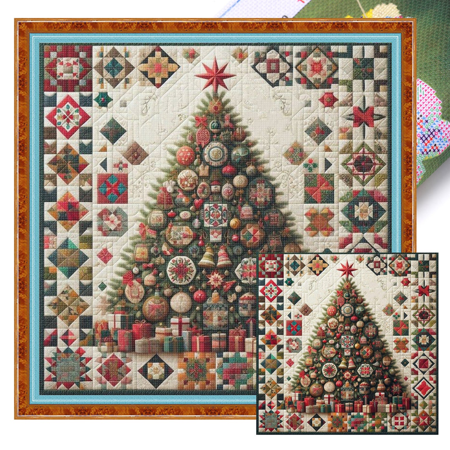 Christmas Tree - Full 14CT Stamped Cross Stitch 40x40CM - Huacan