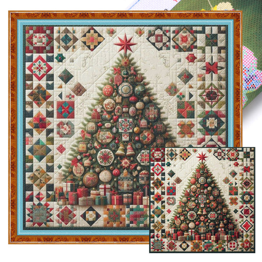 Christmas Tree - Full 14CT Stamped Cross Stitch 40x40CM - Huacan