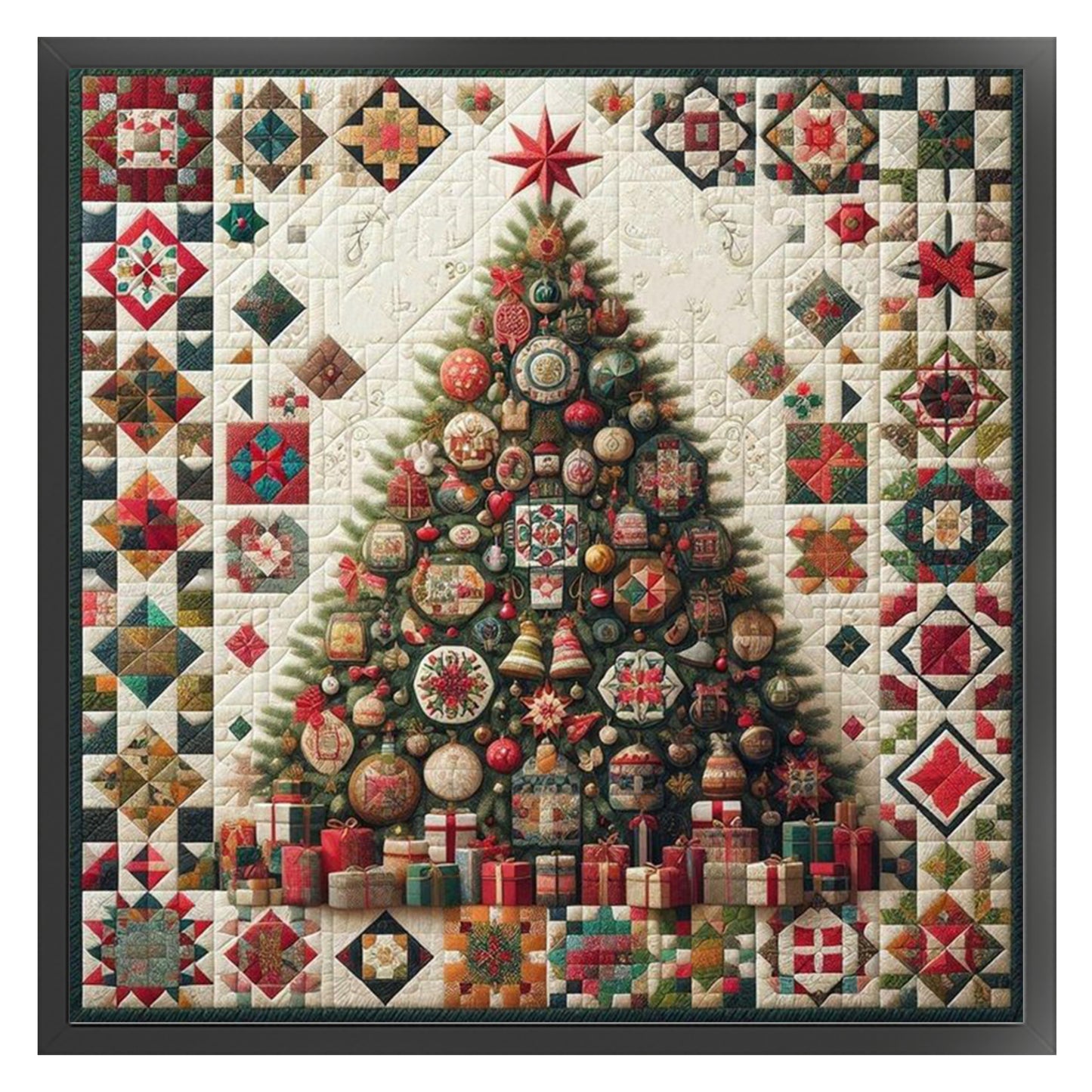 Christmas Tree - Full 14CT Stamped Cross Stitch 40x40CM - Huacan