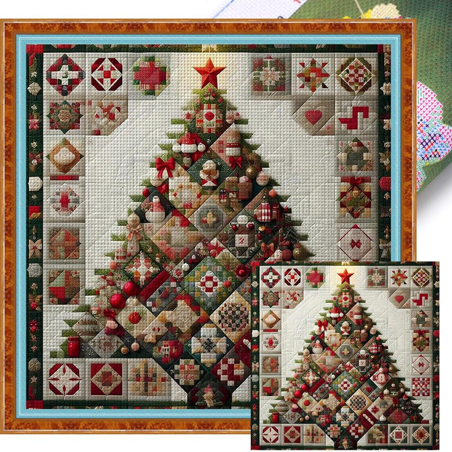 Christmas Tree - Full 14CT Stamped Cross Stitch 40x40CM - Huacan