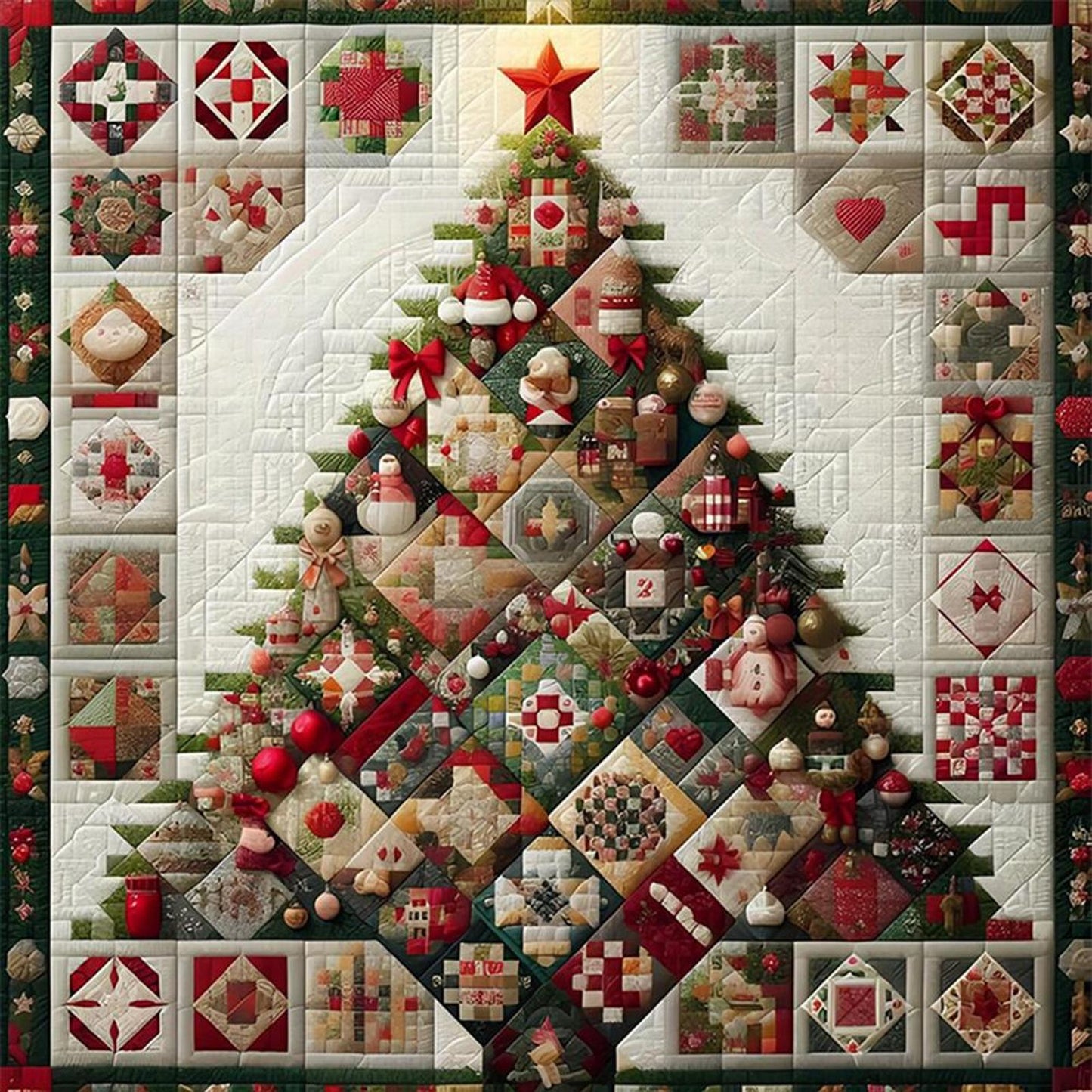 Christmas Tree - Full 14CT Stamped Cross Stitch 40x40CM - Huacan