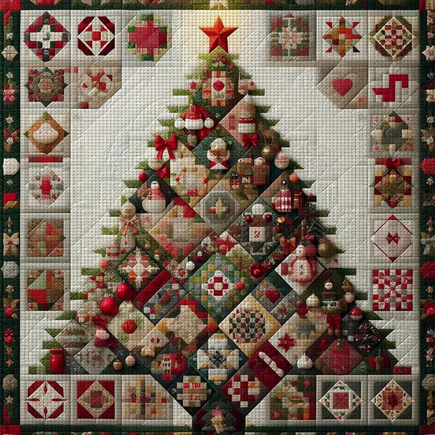 Christmas Tree - Full 14CT Stamped Cross Stitch 40x40CM - Huacan