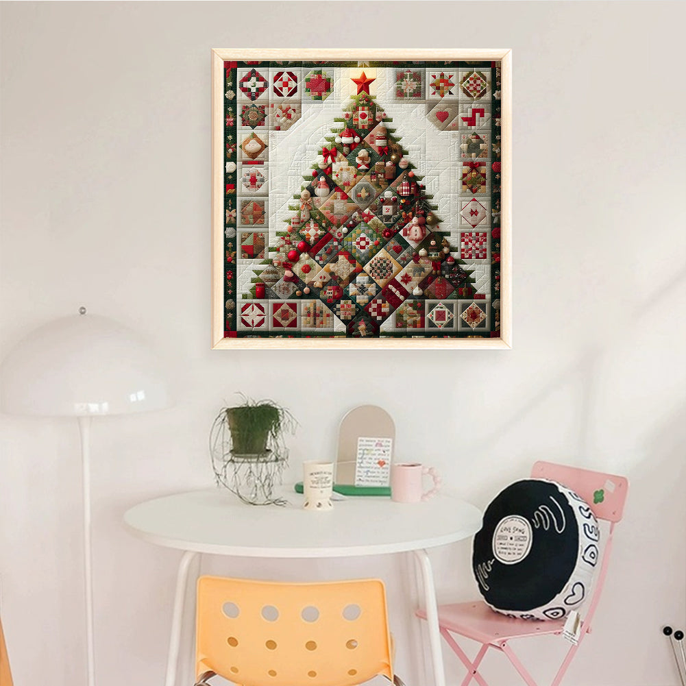 Christmas Tree - Full 14CT Stamped Cross Stitch 40x40CM - Huacan
