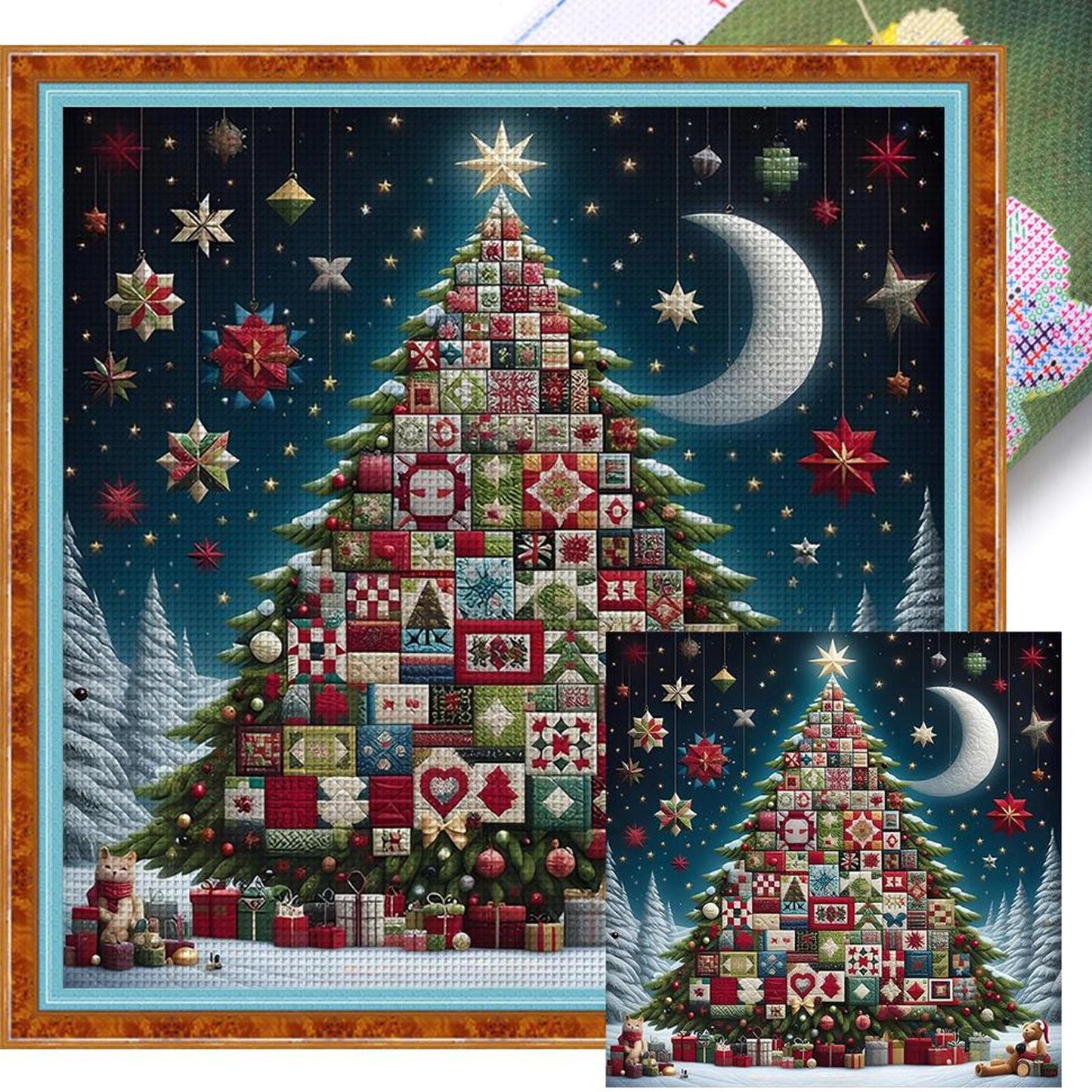 Christmas Tree - Full 14CT Stamped Cross Stitch 40x40CM - Huacan