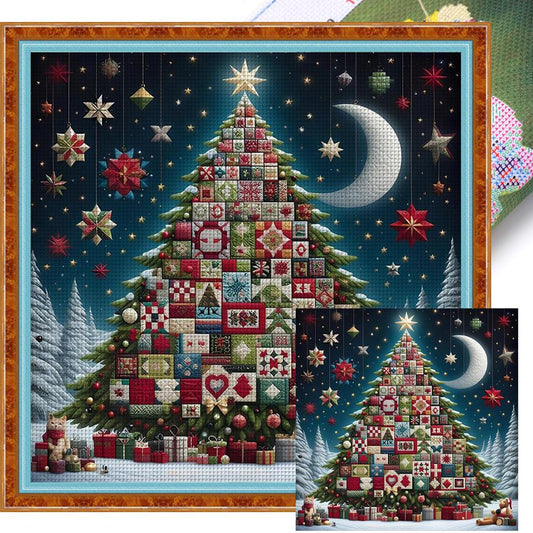 Christmas Tree - Full 14CT Stamped Cross Stitch 40x40CM - Huacan