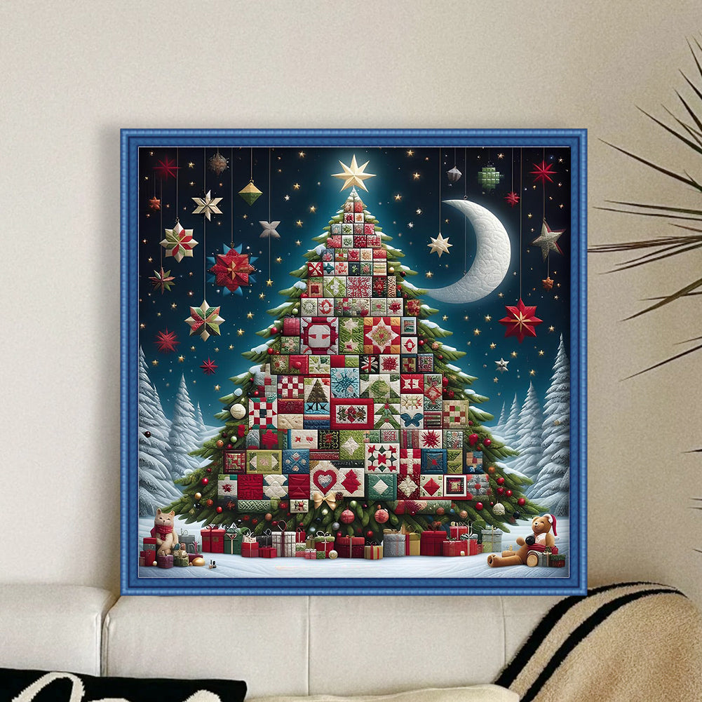 Christmas Tree - Full 14CT Stamped Cross Stitch 40x40CM - Huacan