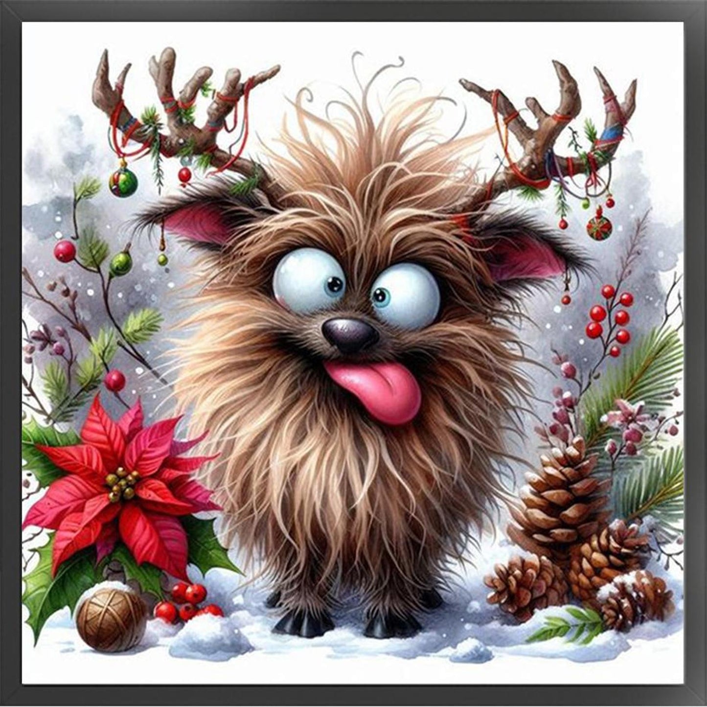 Cute Winter Reindeer - Full 18CT Stamped Cross Stitch 30x30CM - Huacan