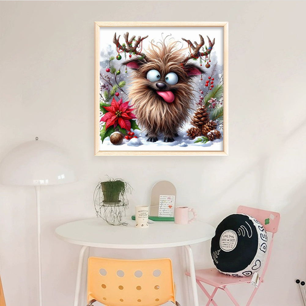 Cute Winter Reindeer - Full 18CT Stamped Cross Stitch 30x30CM - Huacan