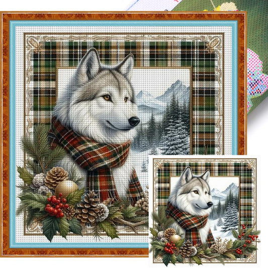 Winter Wolf - Full 11CT Stamped Cross Stitch 40x40CM - Yishu