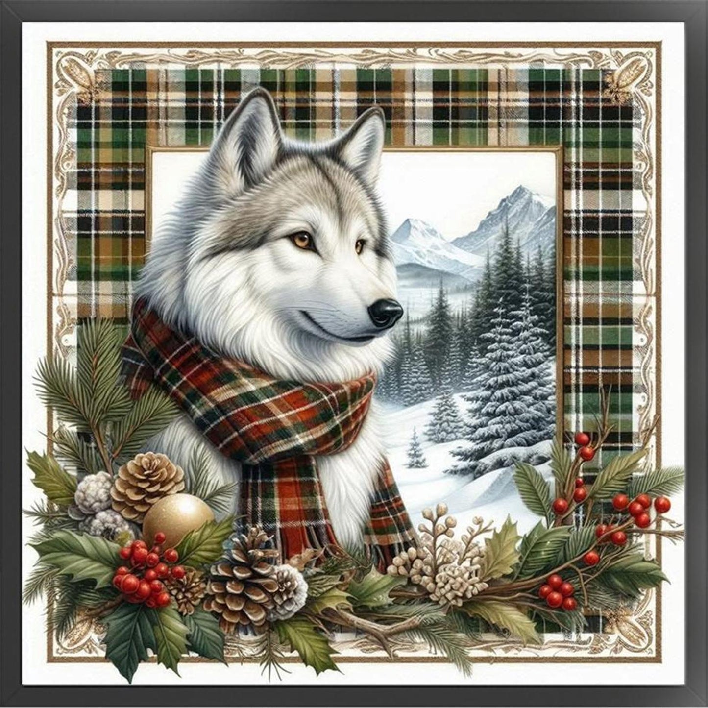 Winter Wolf - Full 11CT Stamped Cross Stitch 40x40CM - Yishu