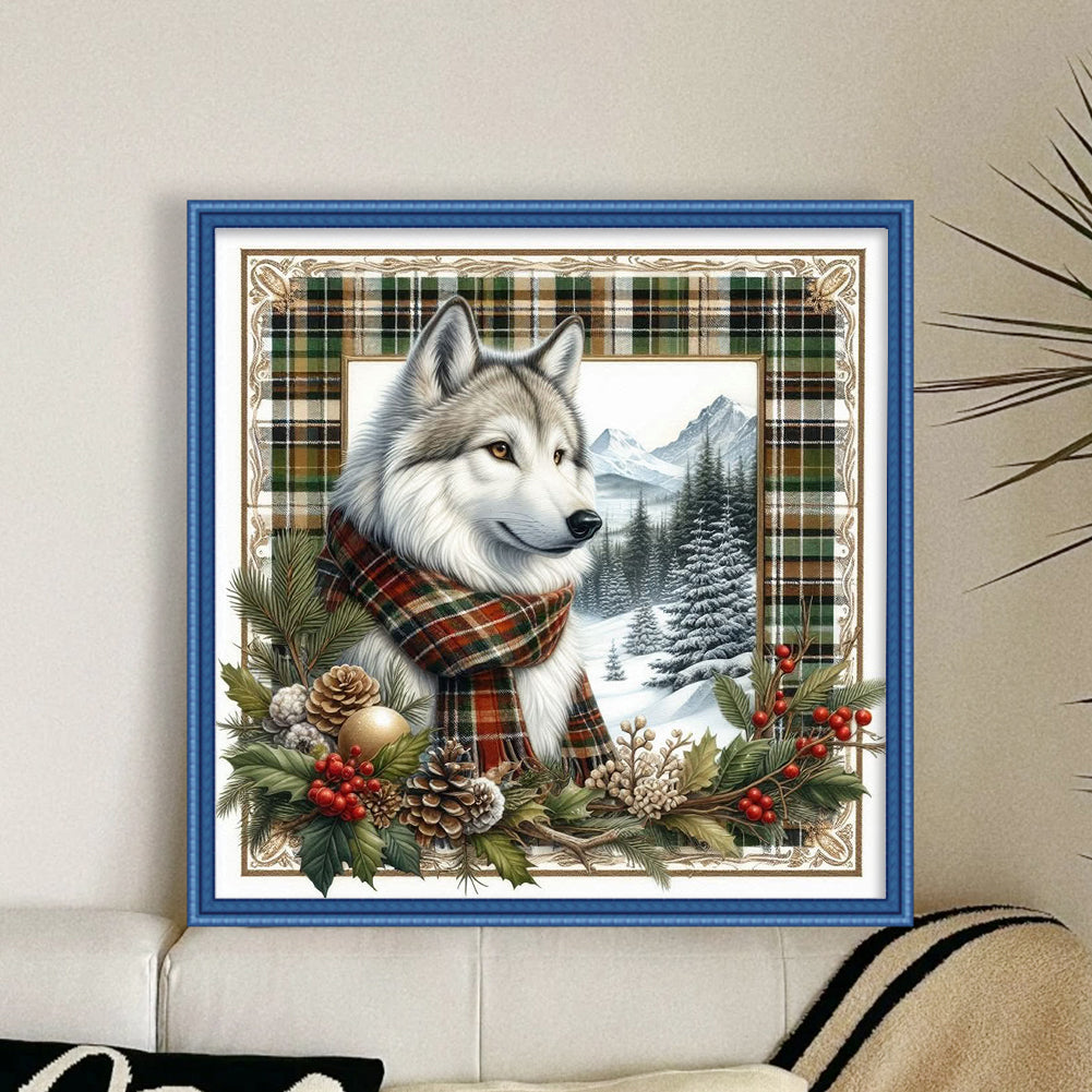 Winter Wolf - Full 11CT Stamped Cross Stitch 40x40CM - Yishu