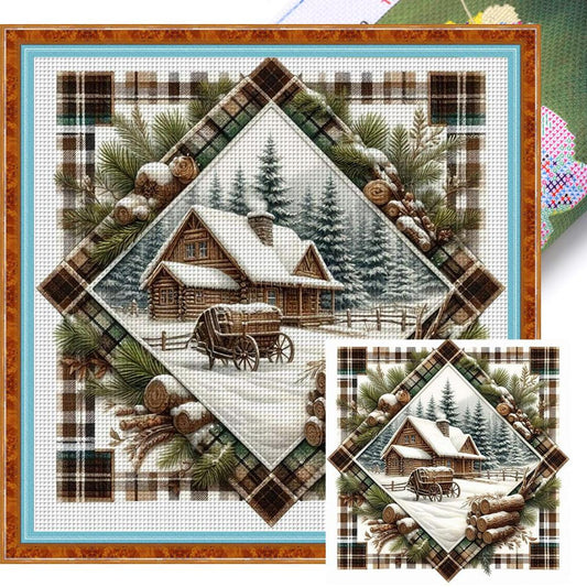 Winter Cabin - Full 11CT Stamped Cross Stitch 40x40CM - Yishu