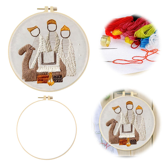 Birth King - DIY Embroidery Cross Stitch Kit with Pattern Cotton Threads Needles Hoop 25x25CM/9.84x9.84in
