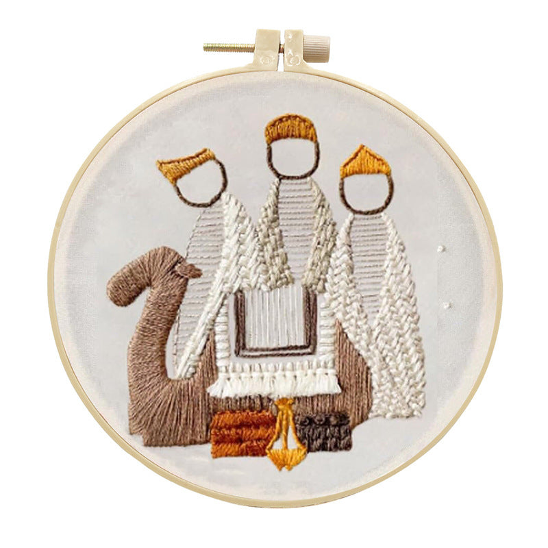 Birth King - DIY Embroidery Cross Stitch Kit with Pattern Cotton Threads Needles Hoop 25x25CM/9.84x9.84in