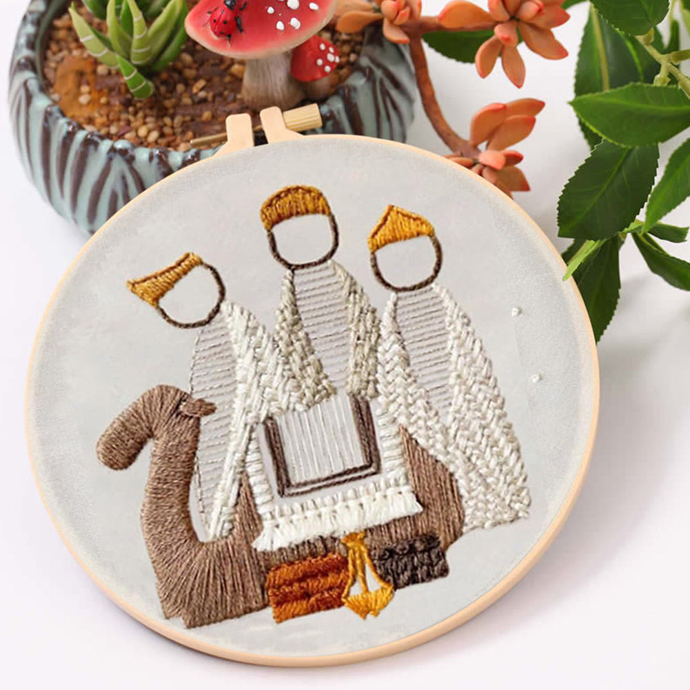 Birth King - DIY Embroidery Cross Stitch Kit with Pattern Cotton Threads Needles Hoop 25x25CM/9.84x9.84in