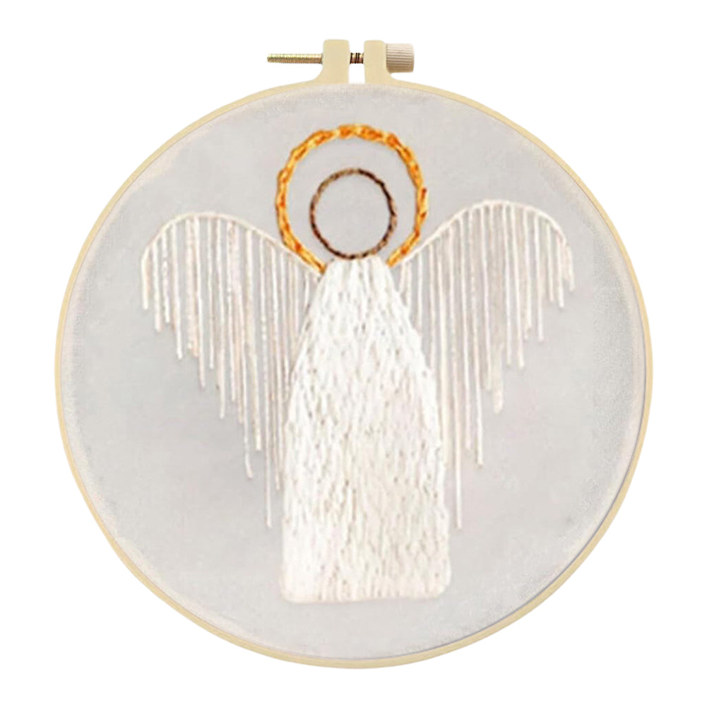 Angel - DIY Embroidery Cross Stitch Kit with Pattern Cotton Threads Needles Hoop 25x25CM/9.84x9.84in
