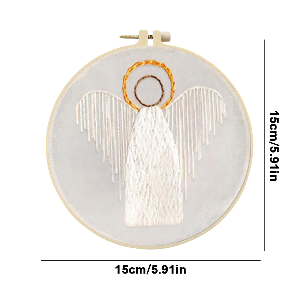 Angel - DIY Embroidery Cross Stitch Kit with Pattern Cotton Threads Needles Hoop 25x25CM/9.84x9.84in