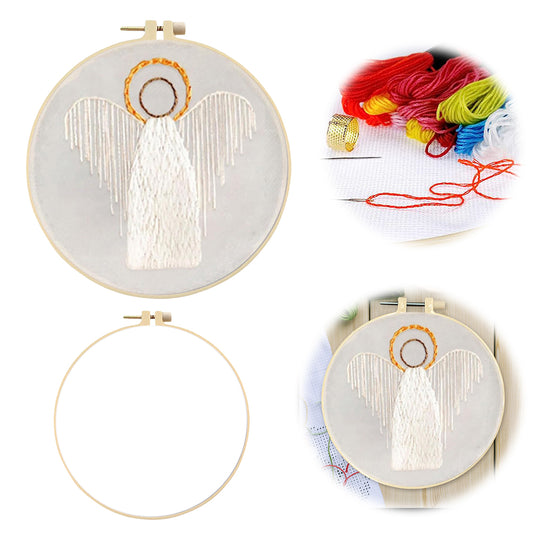Angel - DIY Embroidery Cross Stitch Kit with Pattern Cotton Threads Needles Hoop 25x25CM/9.84x9.84in