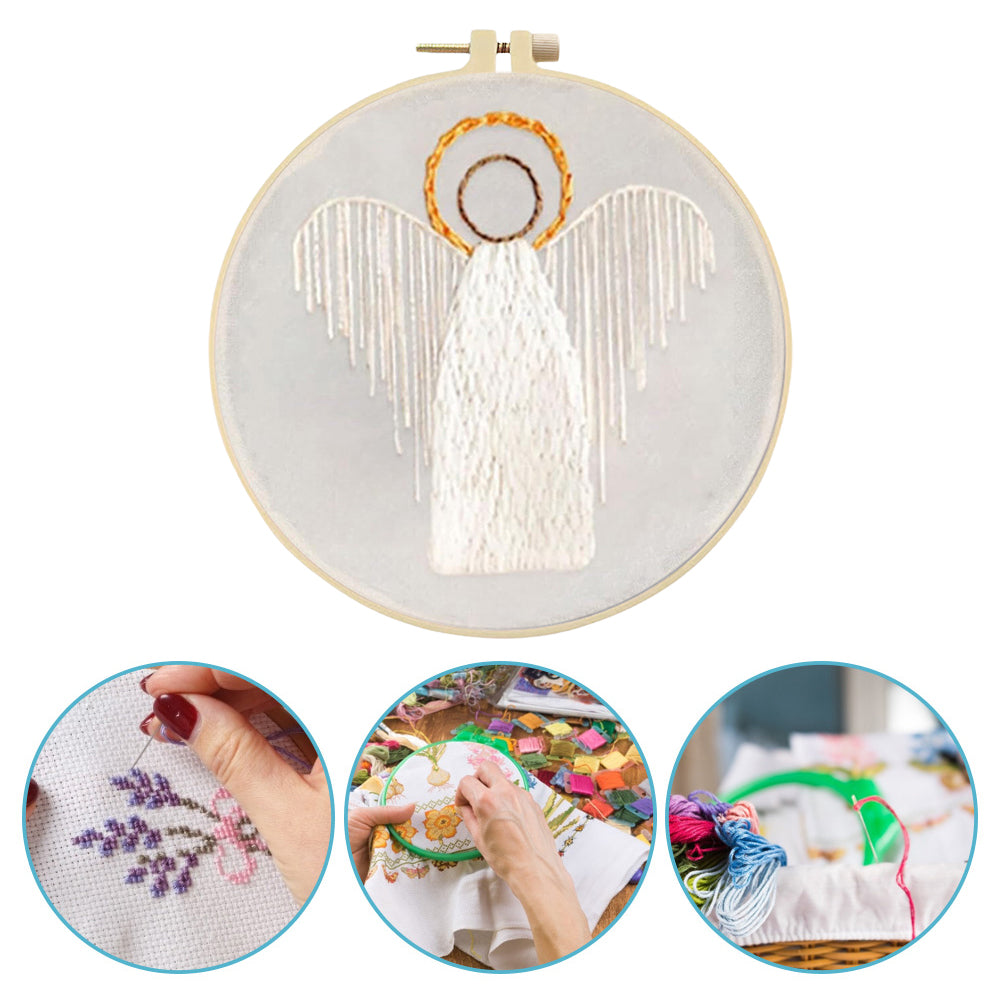 Angel - DIY Embroidery Cross Stitch Kit with Pattern Cotton Threads Needles Hoop 25x25CM/9.84x9.84in