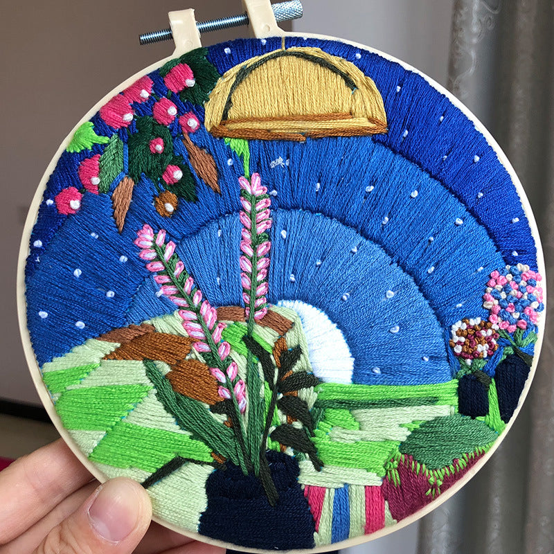 The Borrowers - DIY Embroidery Cross Stitch Kit with Pattern Cotton Threads Needles Hoop 25x25CM/9.84x9.84in