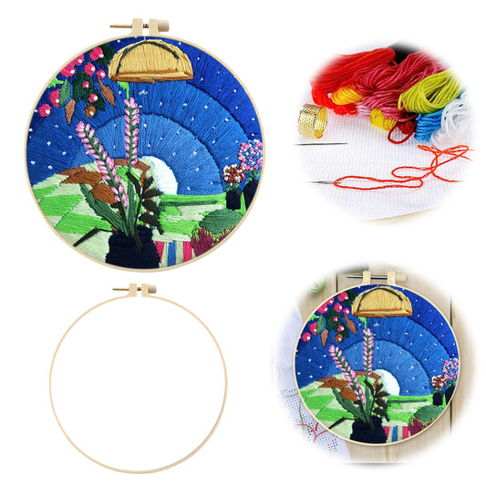 The Borrowers - DIY Embroidery Cross Stitch Kit with Pattern Cotton Threads Needles Hoop 25x25CM/9.84x9.84in