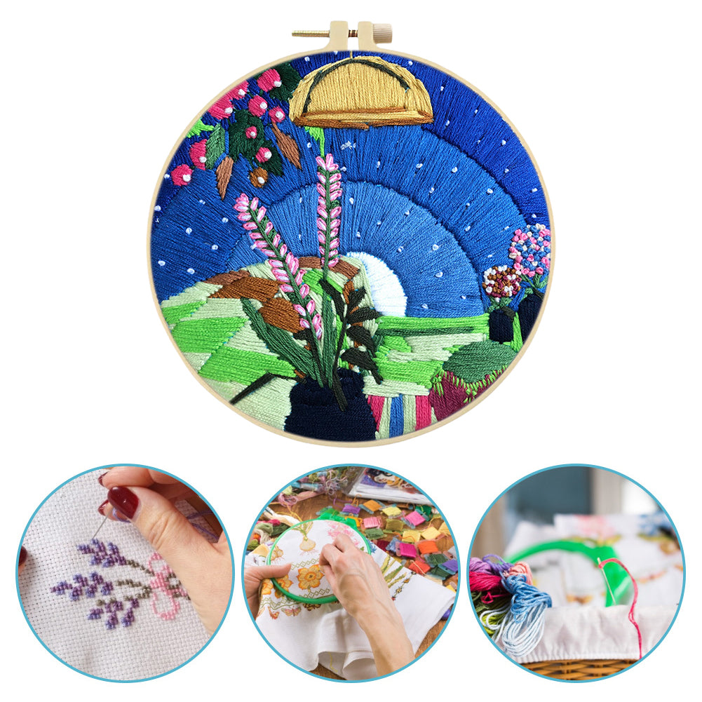 The Borrowers - DIY Embroidery Cross Stitch Kit with Pattern Cotton Threads Needles Hoop 25x25CM/9.84x9.84in